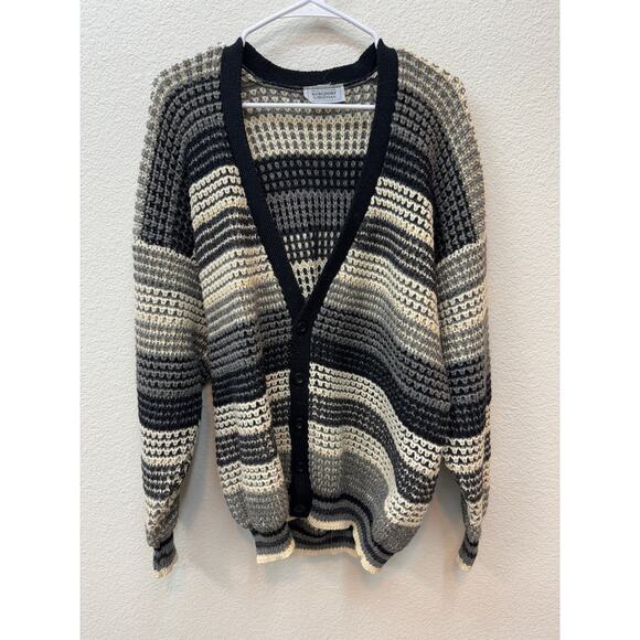Vintage Bergdorf Goodman Cardigan Women's Size L 100% Wool Oversized Sweater - Picture 1 of 12